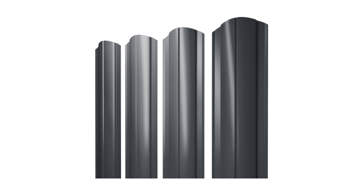 Штакетник Круглый фигурный 0.45 Drap RAL 7024 мокрый асфальт