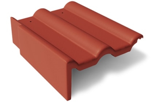 Боковая цементно-песчаная черепица Braas Франкфуртская левая, вишня