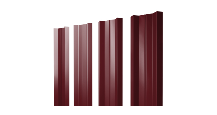 Штакетник М-образный A с прямым резом 0.45 PE RAL 3005 красное вино